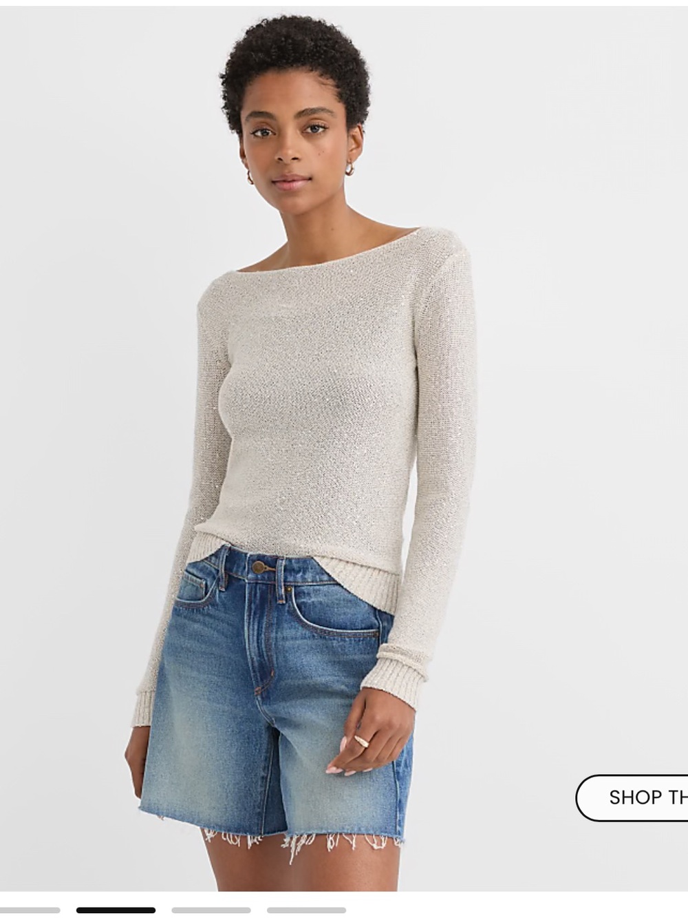 LOFT Sequin Boatneck Sweater